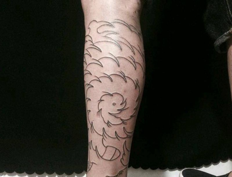 传统包小腿 未完成纹身图片_腿部传统纹身图案