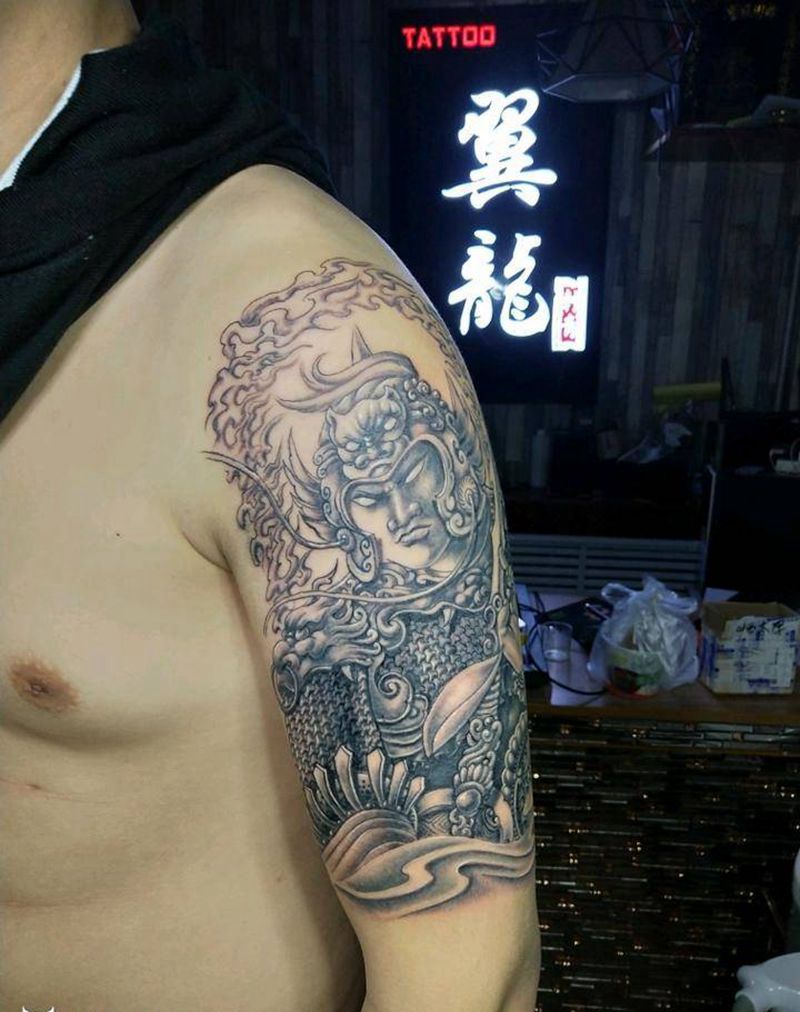 韦陀纹身图片_手臂传统人物鬼神成品手稿纹身图案