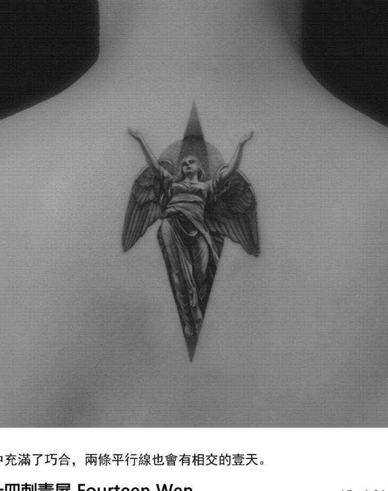 天使纹身图片_欧美写实纹身图案