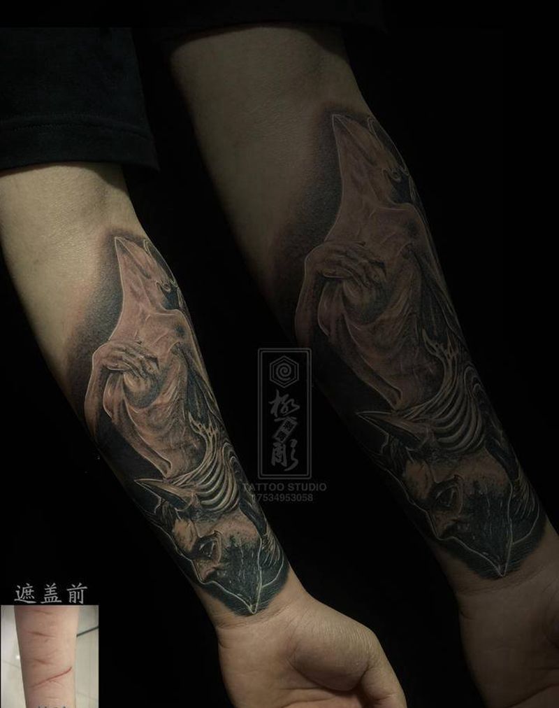 遮盖纹身图片_手臂欧美写实纹身图案