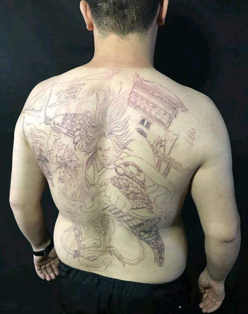 西楚霸王巨鹿之战纹身图片_背部传统动物人物静物成品手稿纹身图案