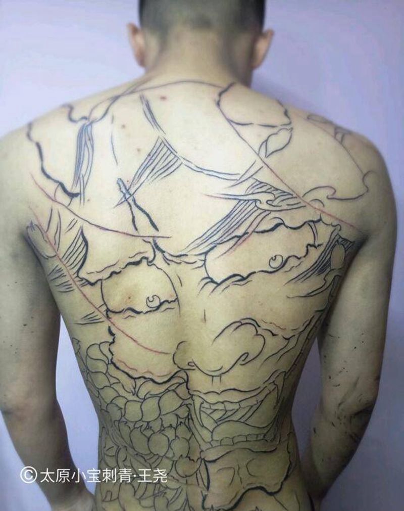 般若纹身图片_背部传统鬼神原创成品纹身图案