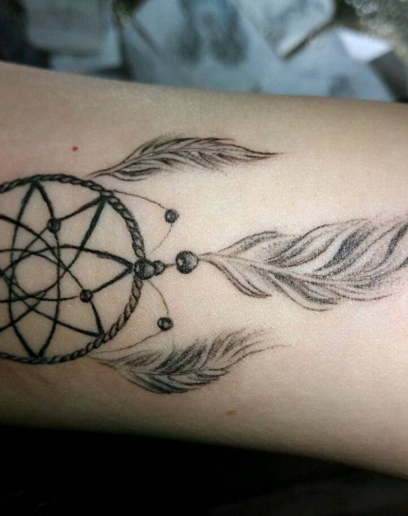 捕梦网纹身图片_手臂清新图腾宗教成品纹身图案