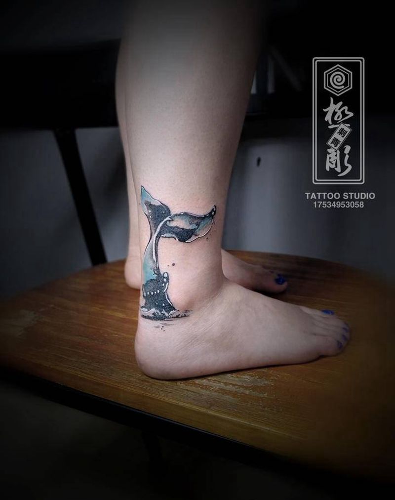 遮盖纹身图片_脚部水彩纹身图案