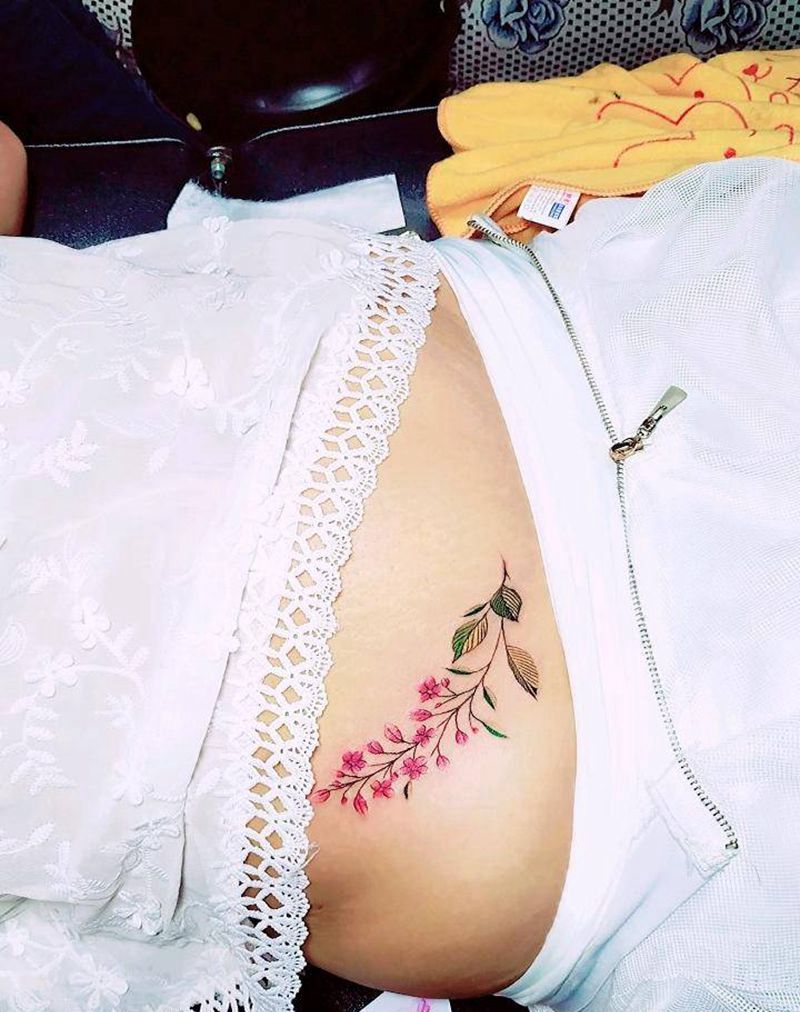 性感腰花纹身图片_腹部清新纹身纹身图案