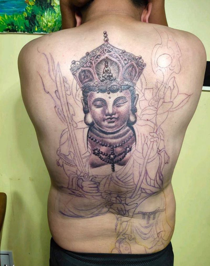 菩萨纹身图片_背部纹身图案