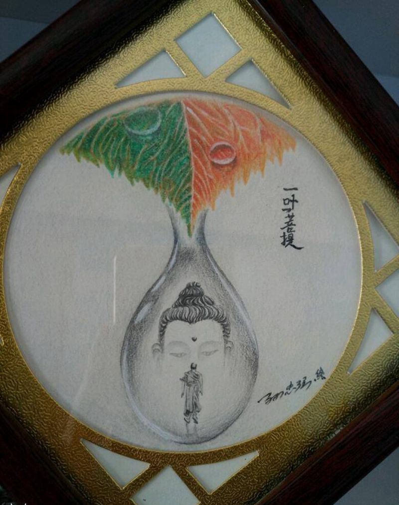 手绘：    一叶一菩提纹身图片_手稿纹身图案