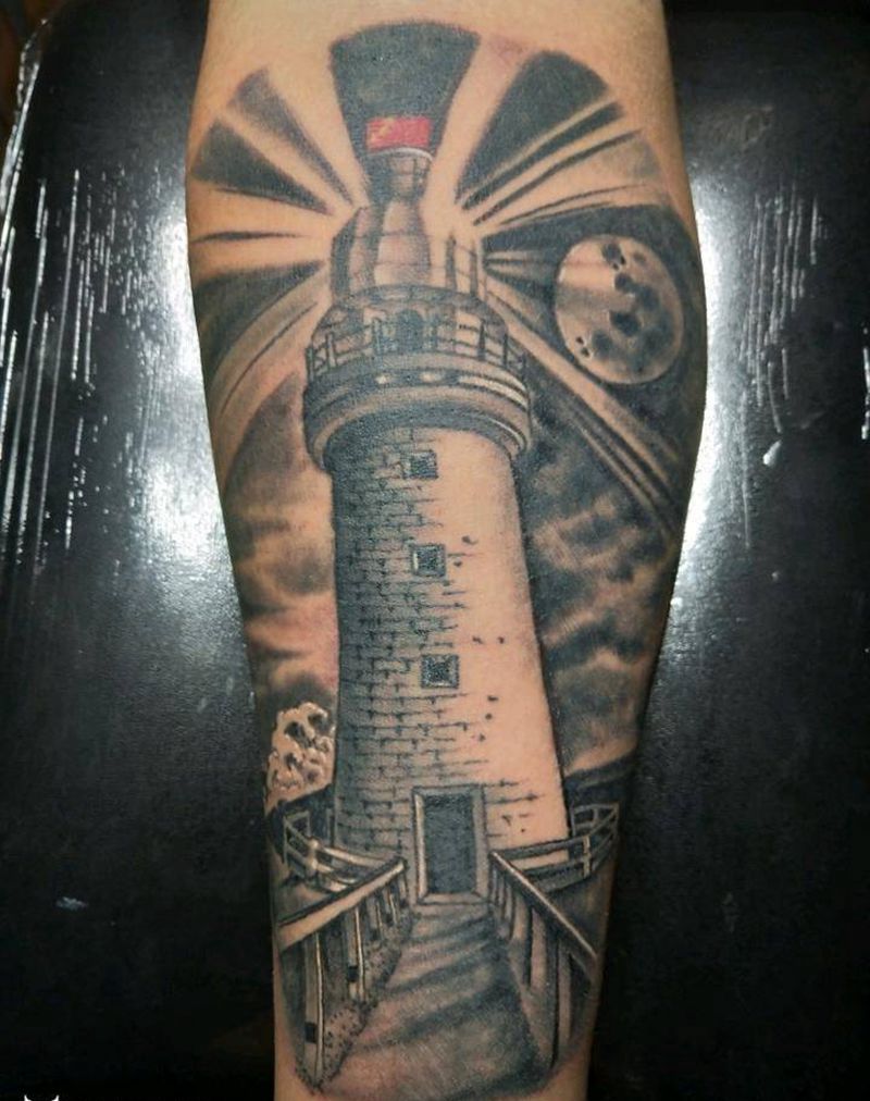 灯塔纹身图片_手臂欧美静物成品手稿纹身图案