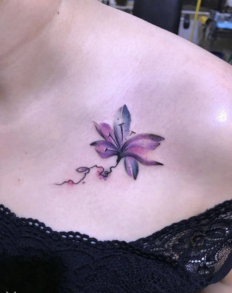 水彩小清新纹身图片_肩部水彩纹身图案