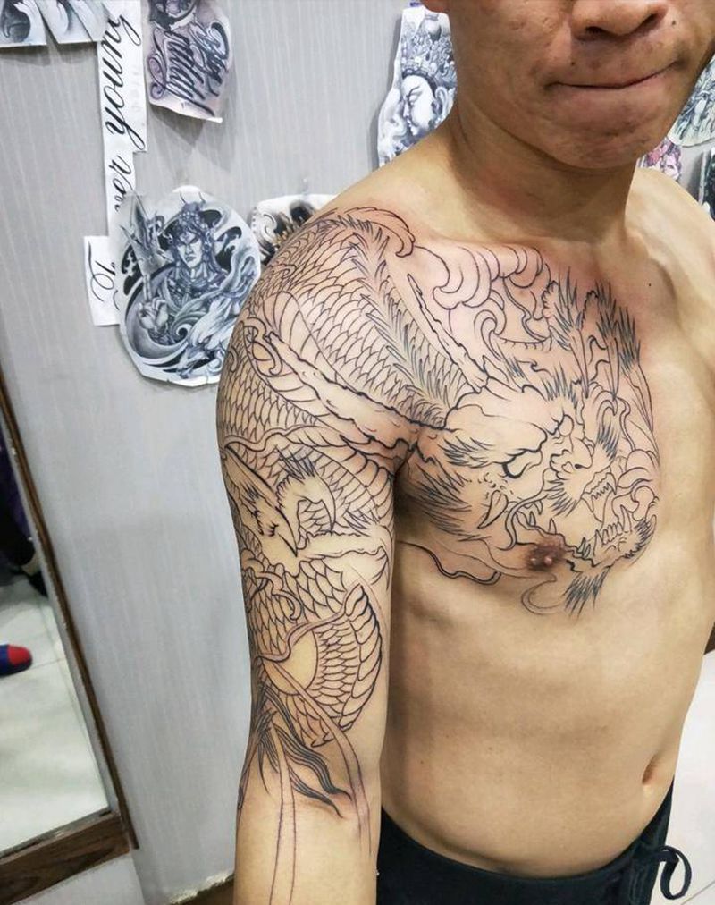 过肩龙纹身图片