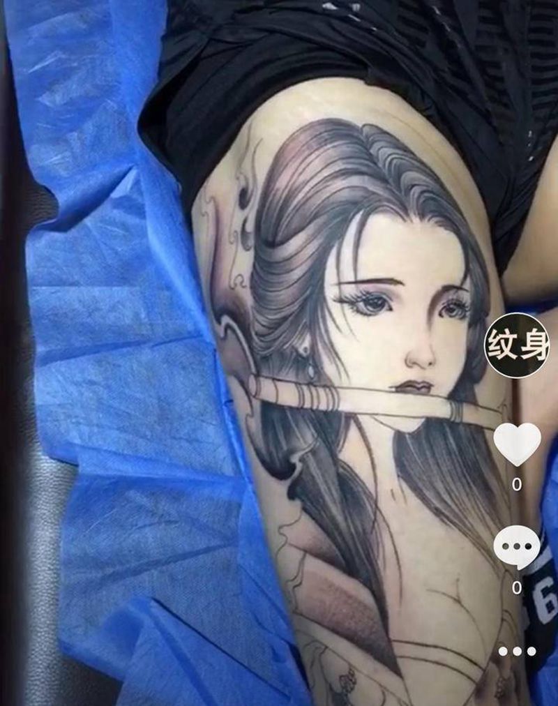 艺妓。纹身图片_腿部纹身图案