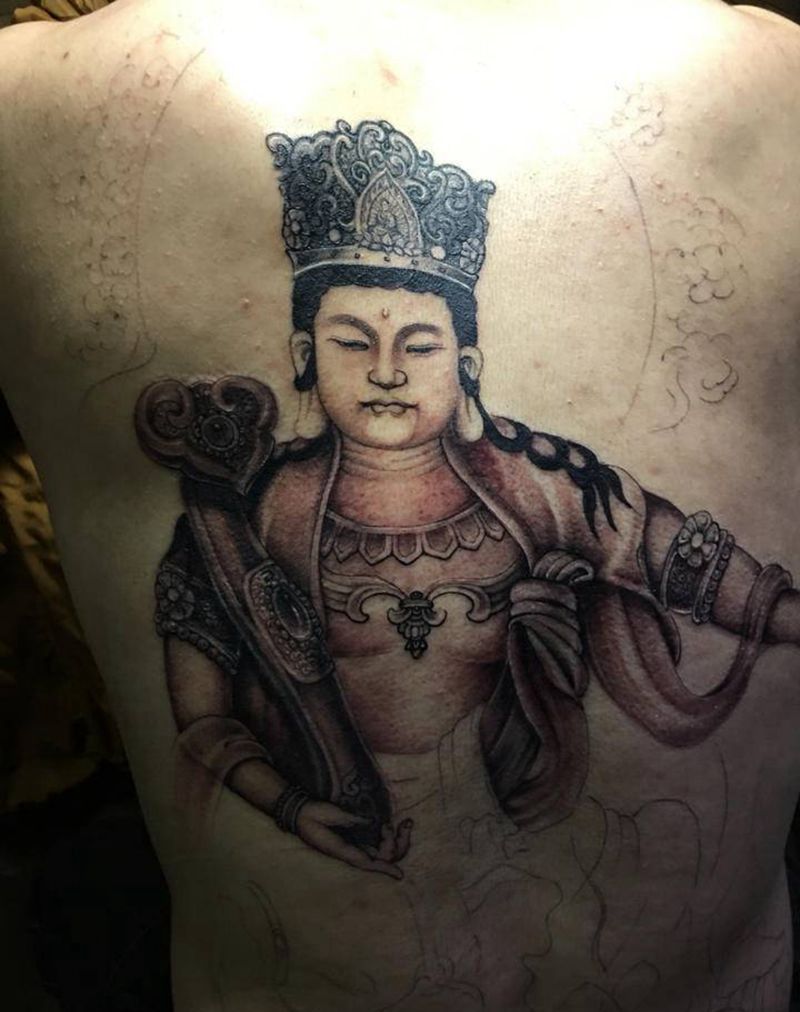 普贤菩萨纹身图片_背部纹身图案