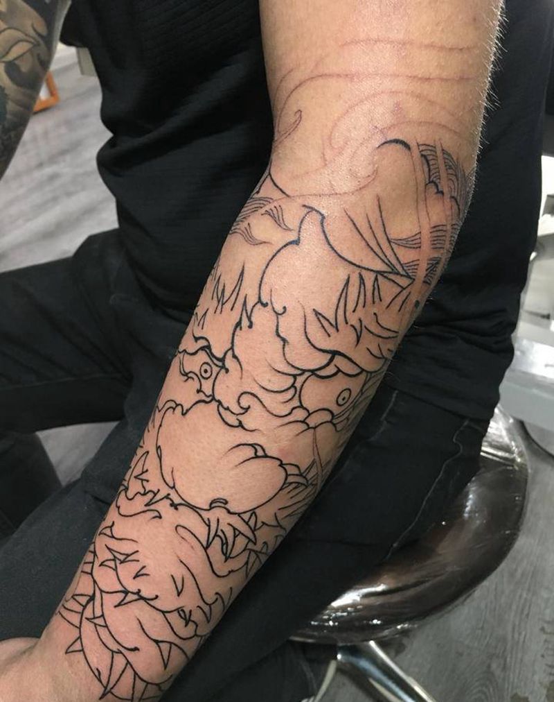 风神纹身图片_手臂新传统风神纹身图案