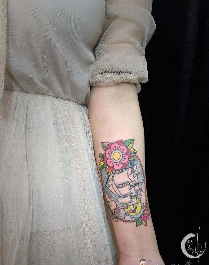 近期小图作品。全是小臂纹身图片_New School点刺纹身图案