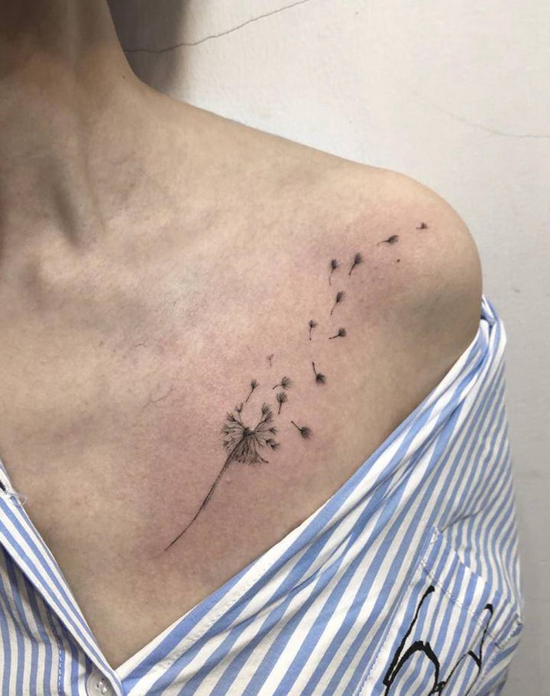 蒲公英纹身图片_肩部纹身图案