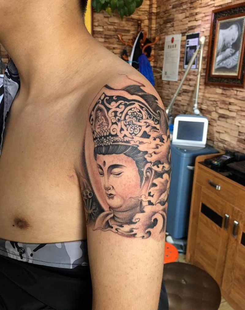 普贤菩萨纹身图片_新传统纹身图案