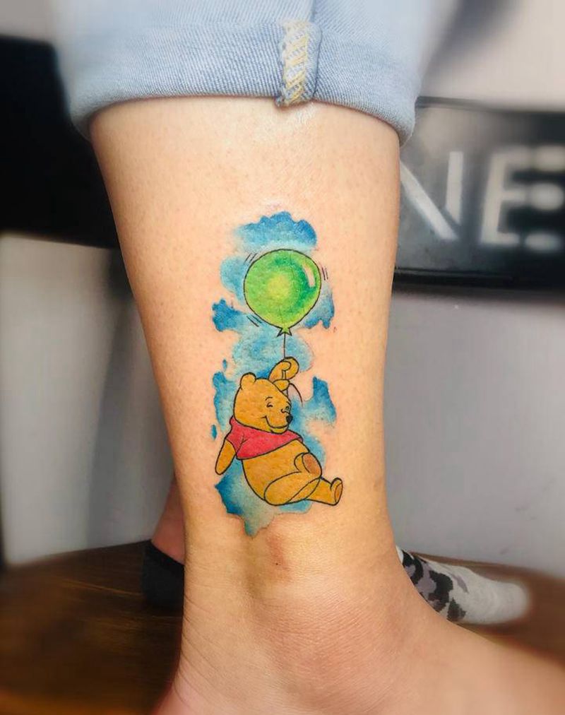小熊维尼纹身图片_腿部New School卡通纹身图案