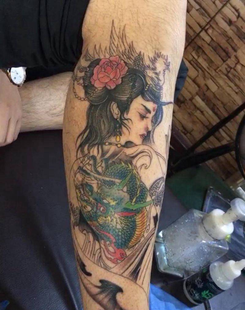 艺妓纹身图片_新传统纹身图案