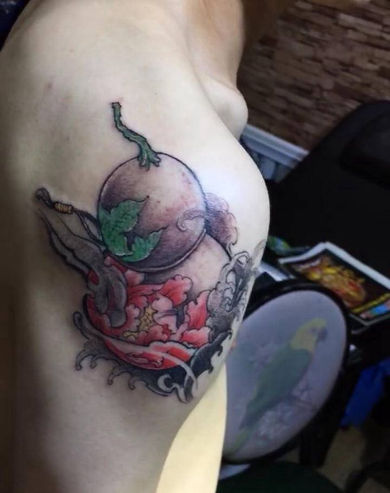 招财葫芦纹身图片_新传统纹身图案