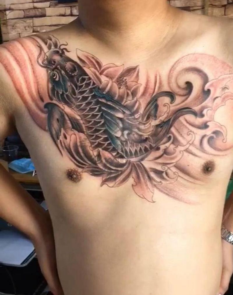 鲤鱼纹身图片_新传统纹身图案