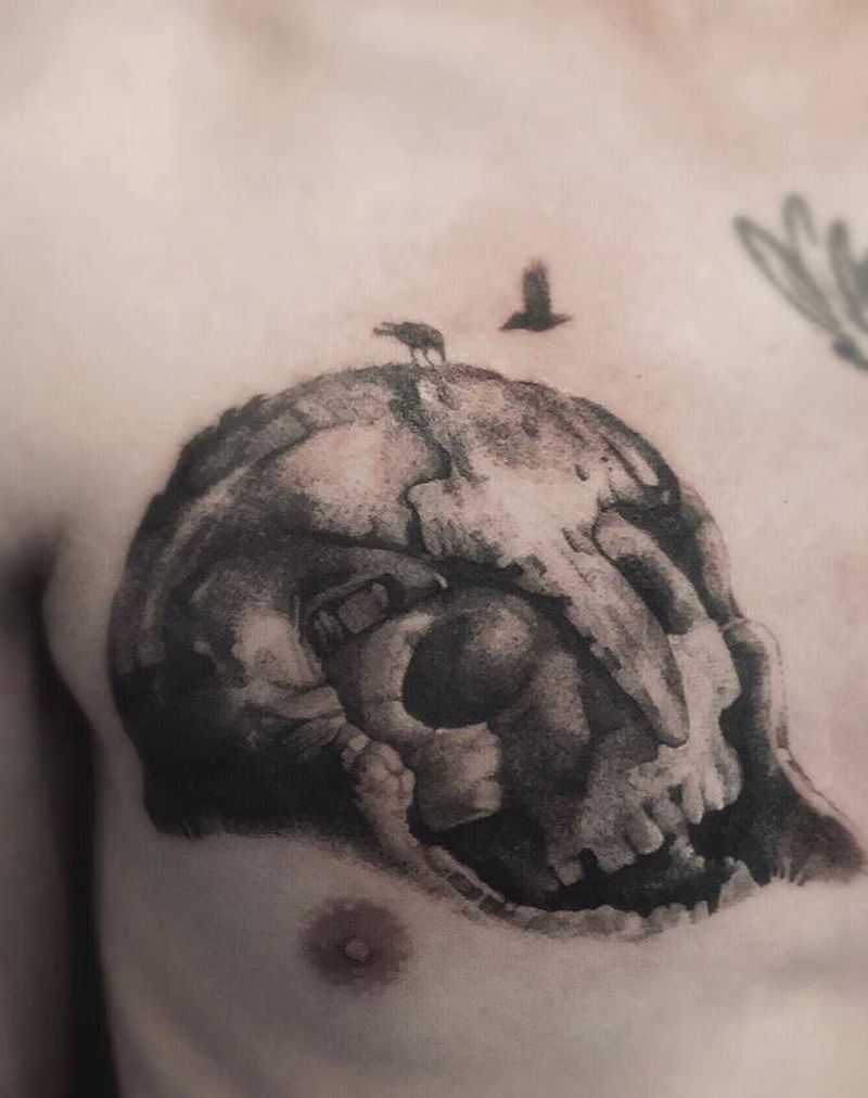 骷什么纹身图片_欧美写实纹身图案