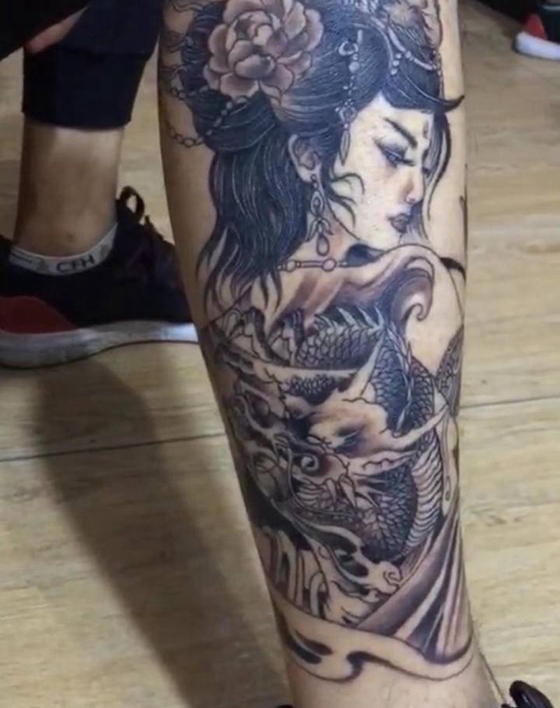 艺妓纹身图片_新传统纹身图案