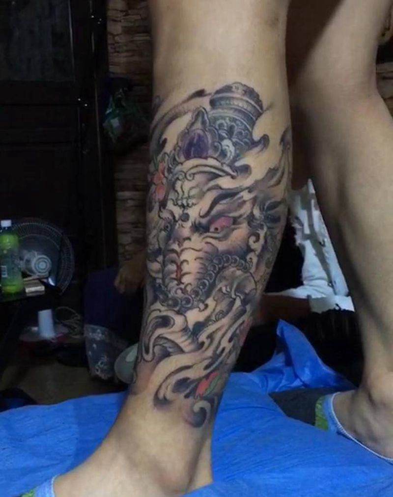 象神纹身图片_新传统纹身图案