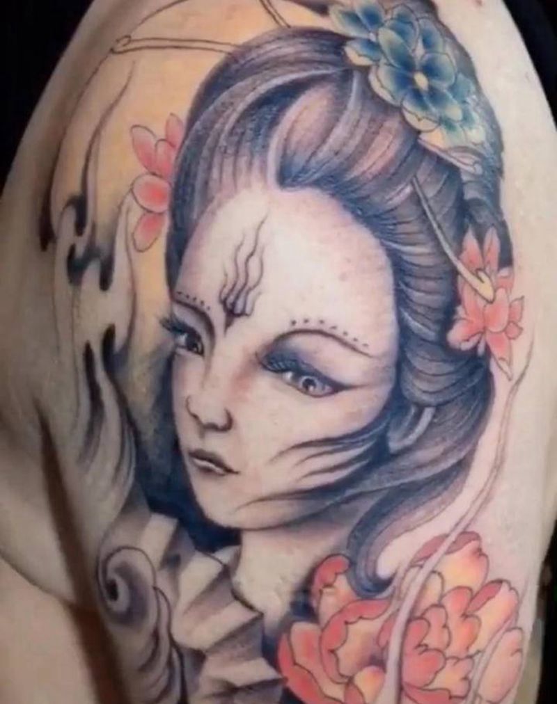 艺妓纹身图片_新传统纹身图案