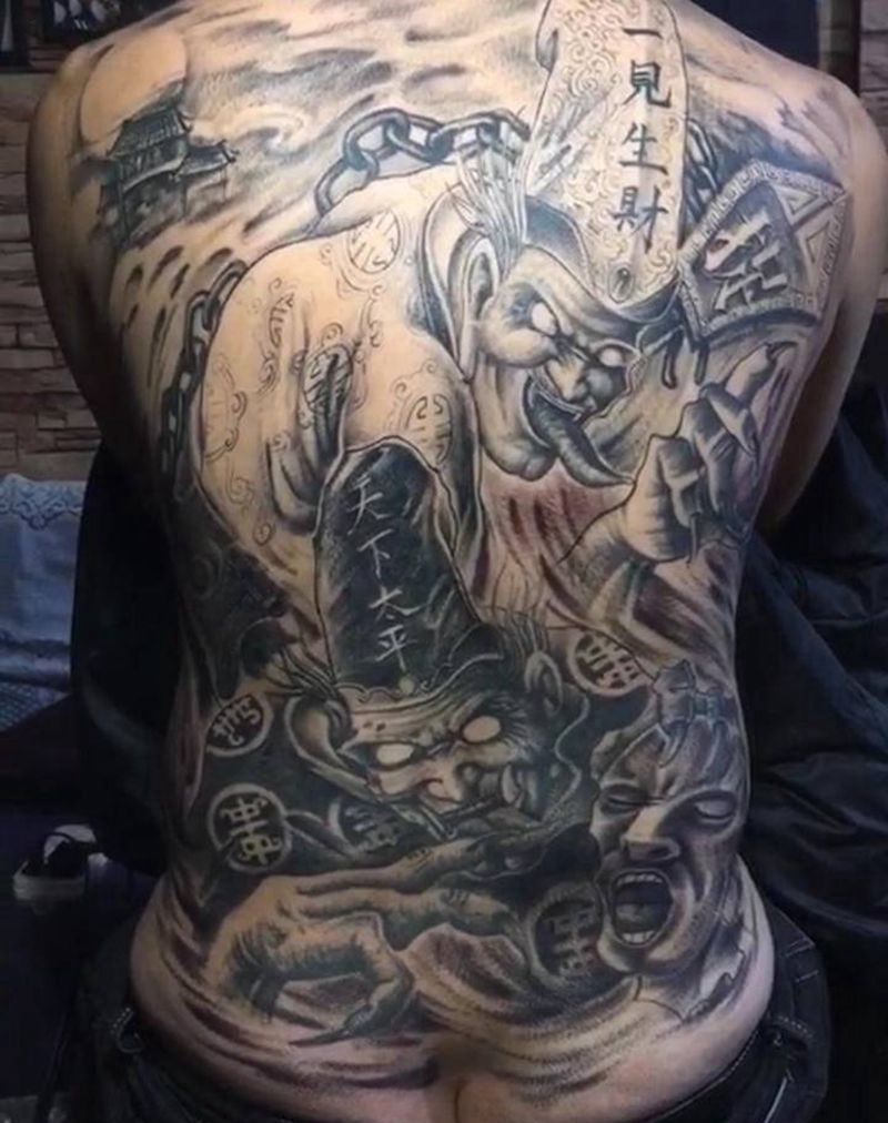 黑白无常纹身图片_新传统纹身图案