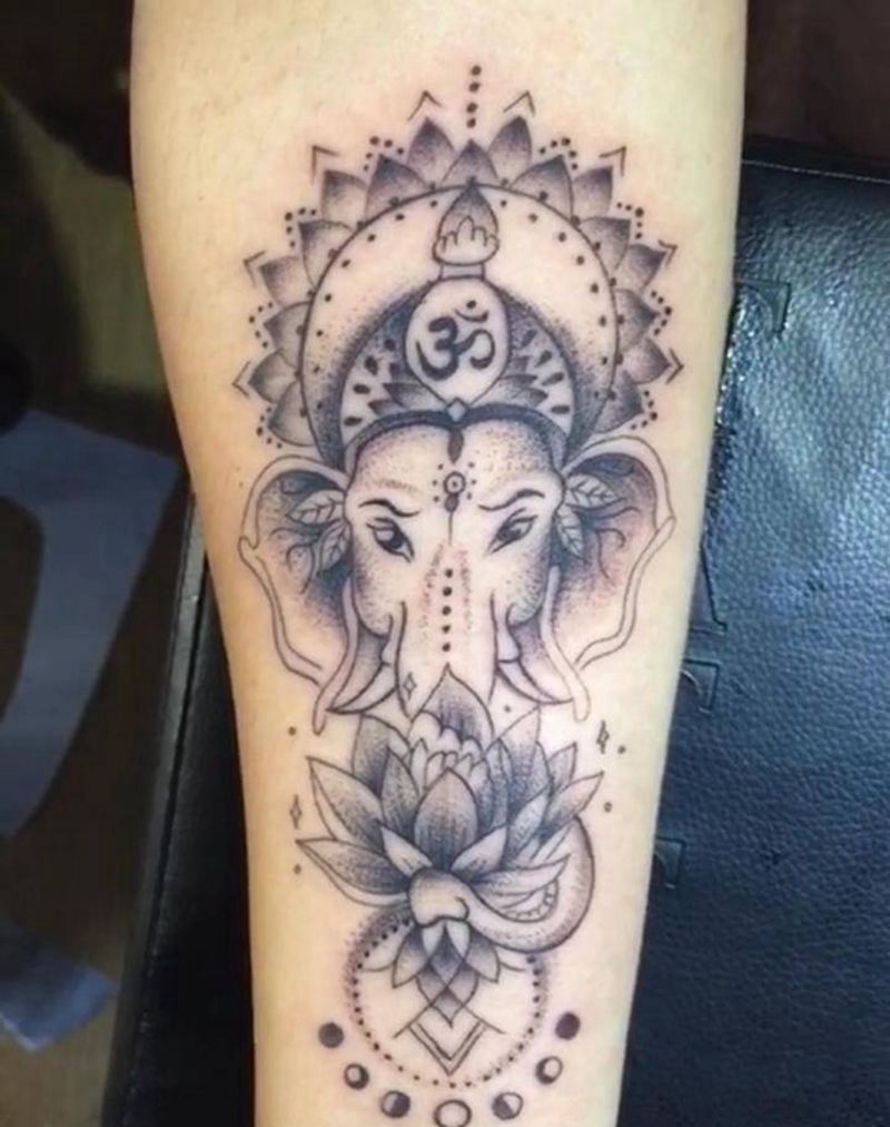 小象神纹身图片_点刺纹身图案