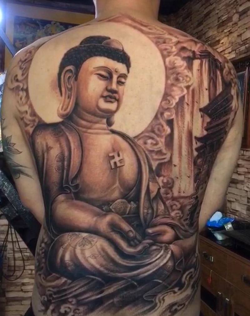 佛祖纹身图片_新传统纹身图案