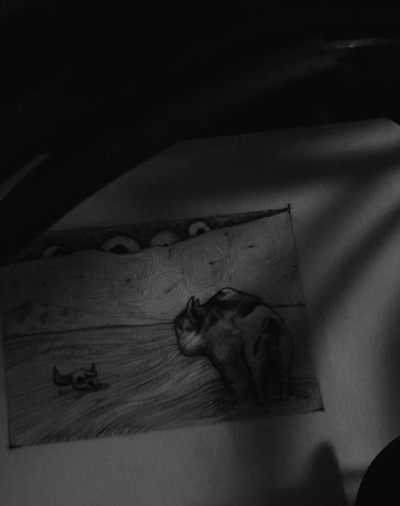 哞纹身图片_手臂手稿素描纹身图案