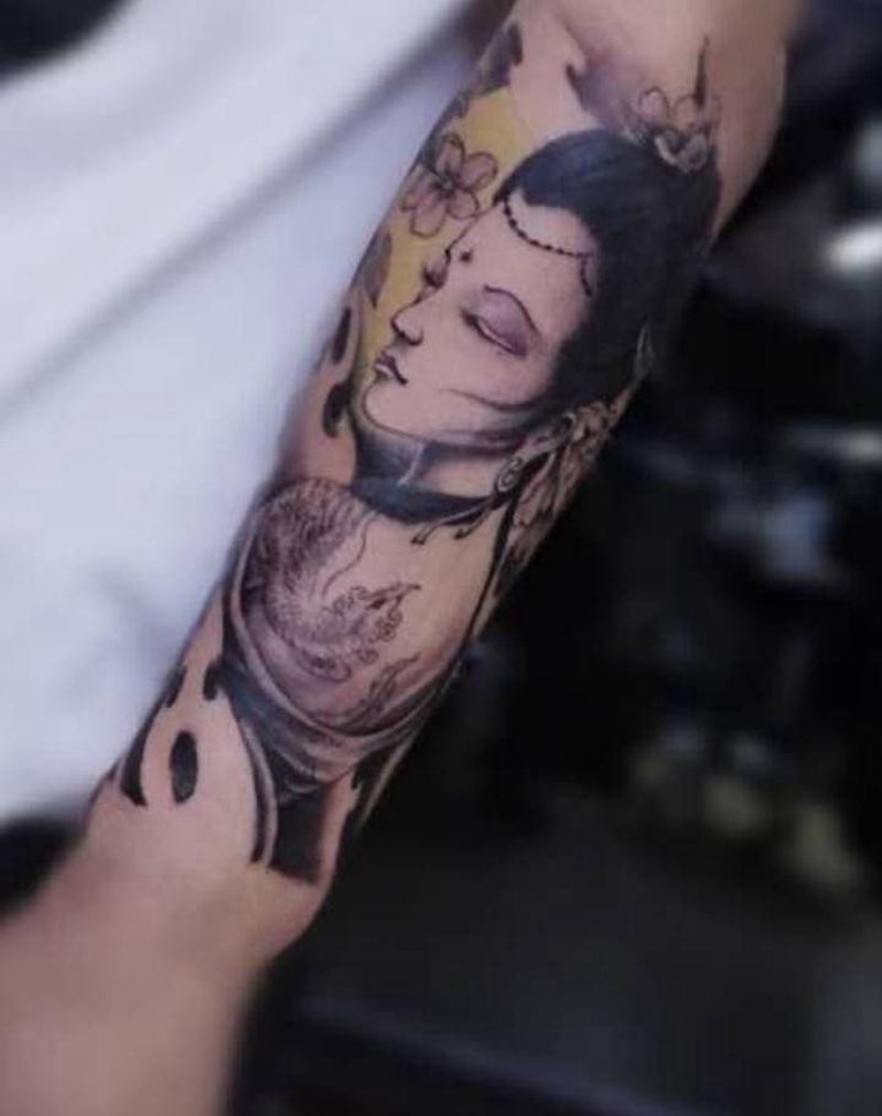 艺妓纹身图片_新传统纹身图案