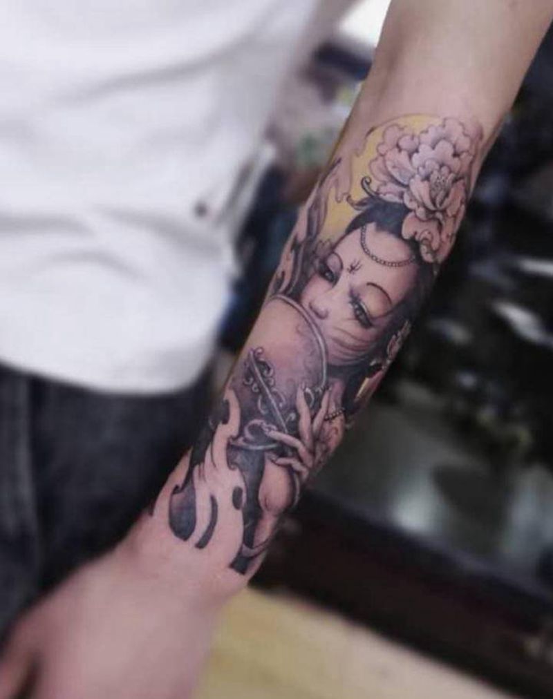 艺妓纹身图片_新传统纹身图案