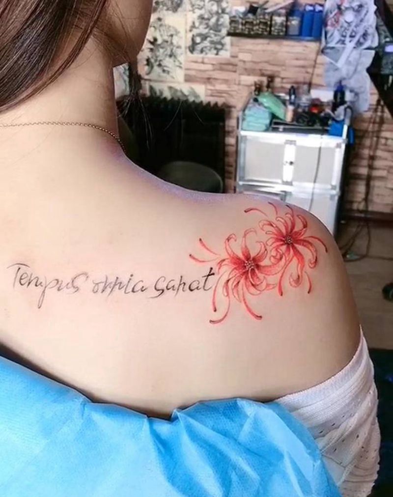 彼岸花纹身图片_新传统纹身图案