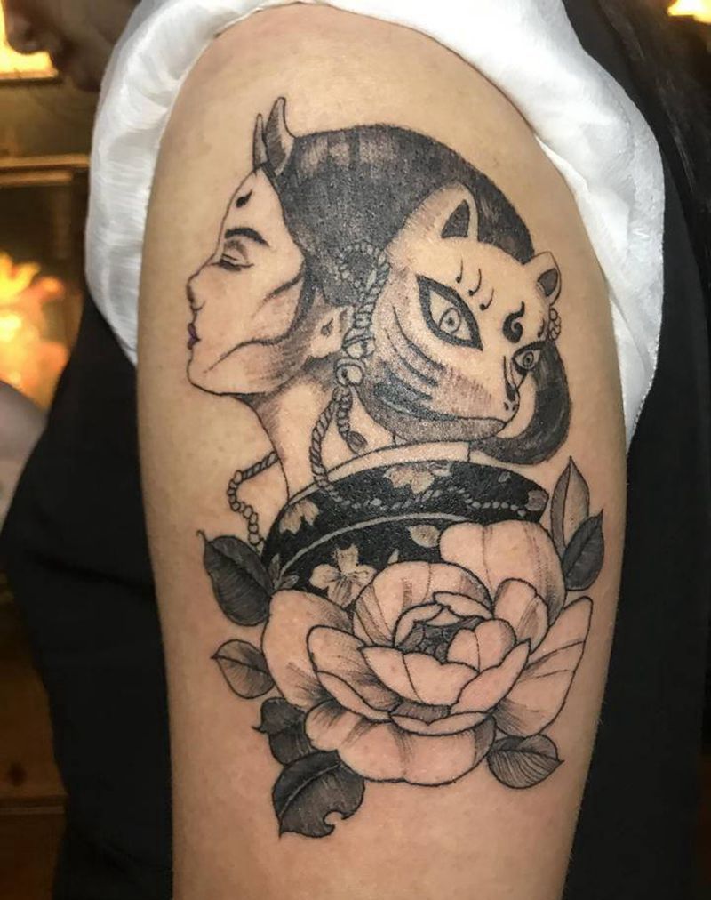 艺妓纹身图片_手臂老传统新传统纹身图案