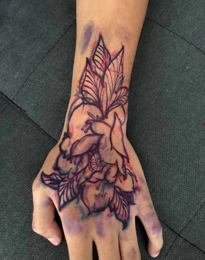 花手纹身图片_Old School纹身图案