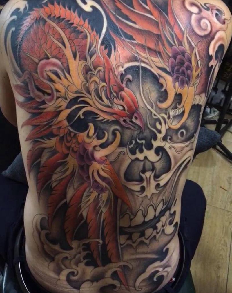 火鸟纹身图片_新传统纹身图案