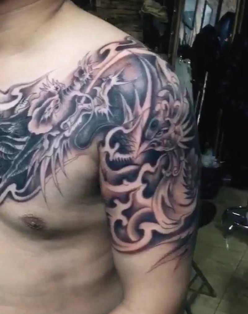 龙凤呈祥纹身图片_新传统纹身图案