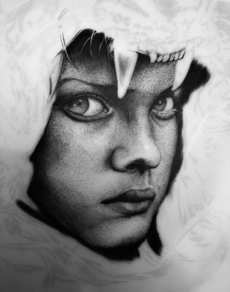 好久之前扎的皮，没扎完纹身图片_欧美写实纹身图案