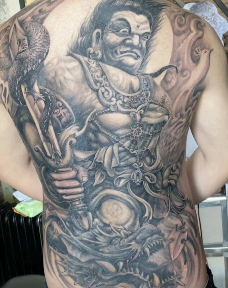 不动明王明王纹身图片_新传统纹身图案