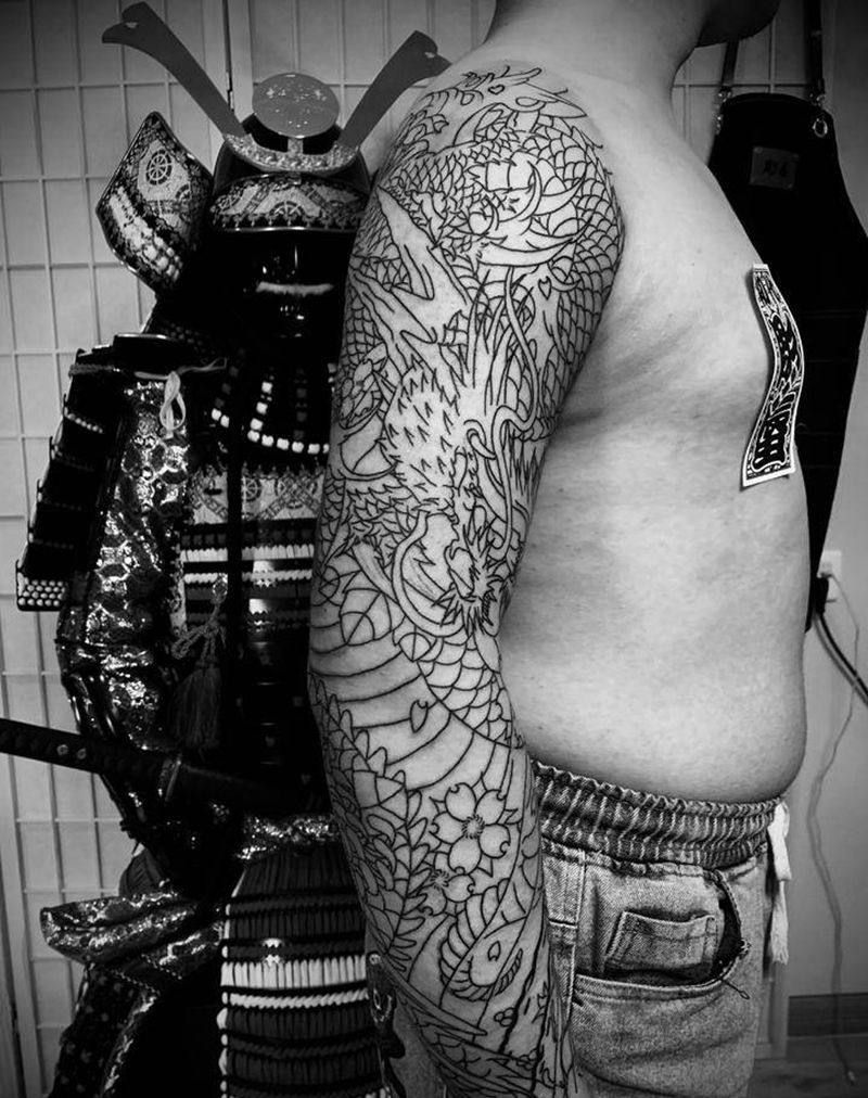 关东彫纹身图片_手臂老传统纹身图案