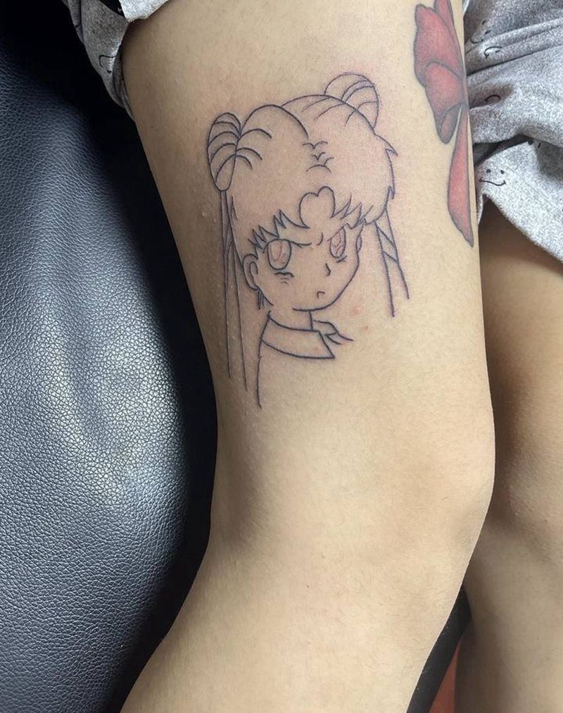 美少女战士纹身图片_腿部Old School纹身图案