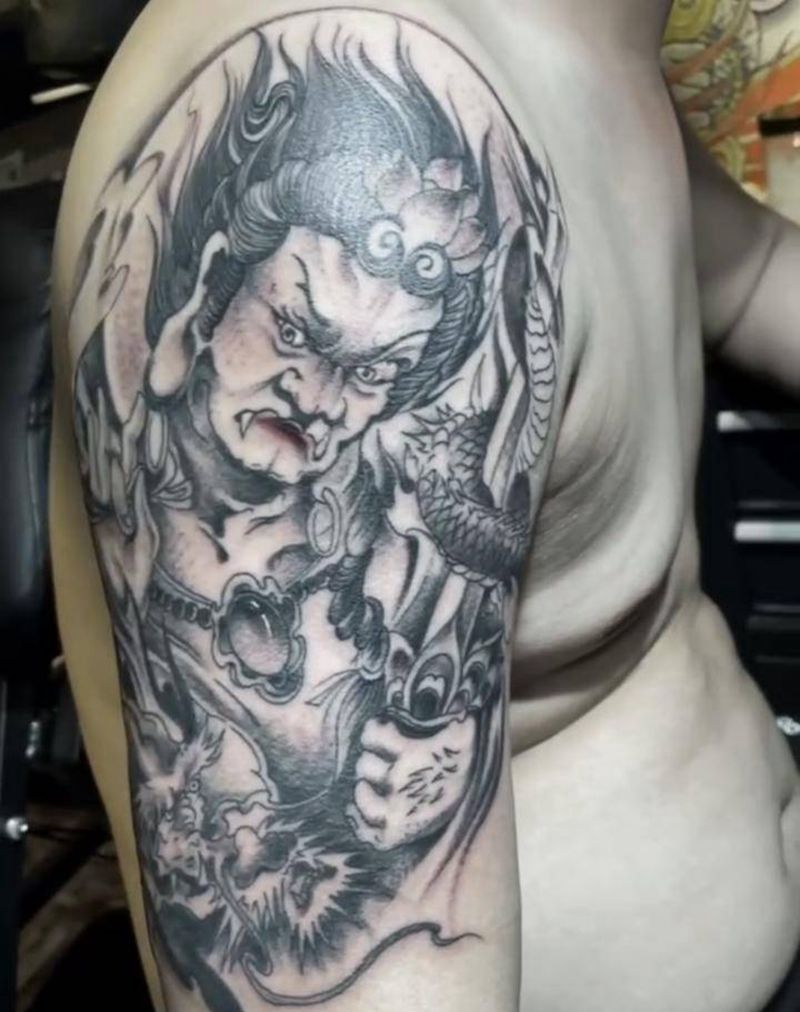 不动明王纹身图片_新传统纹身图案