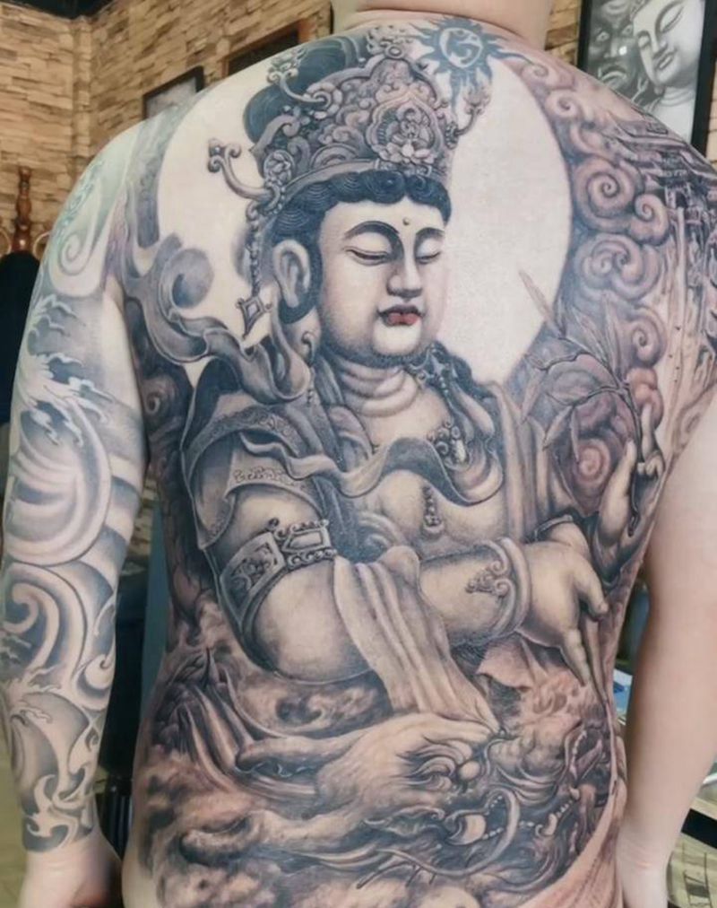 观音菩萨纹身图片_新传统纹身图案