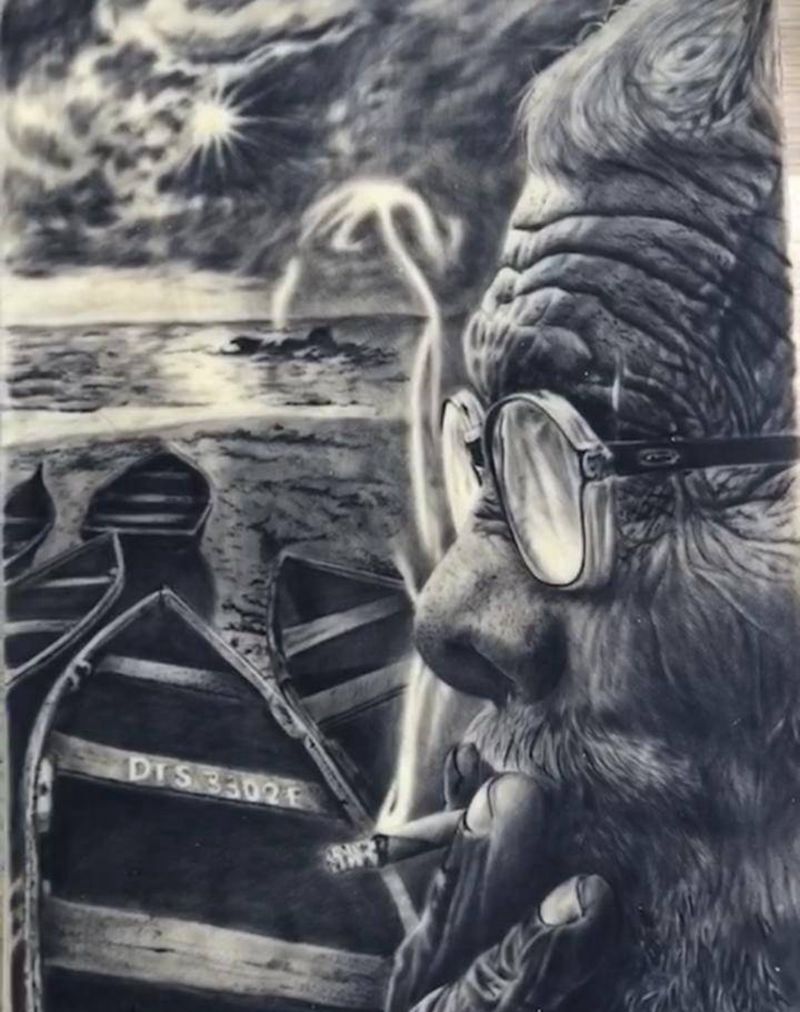 老者纹身图片_欧美写实纹身图案