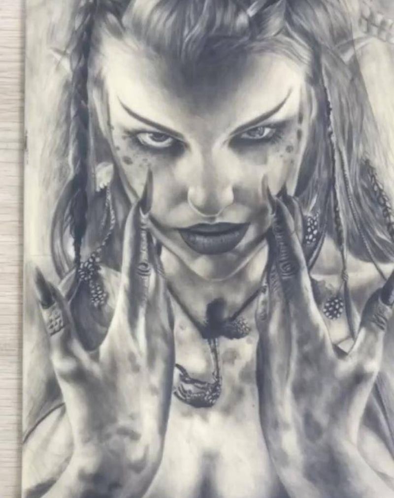 魔女纹身图片_欧美写实纹身图案