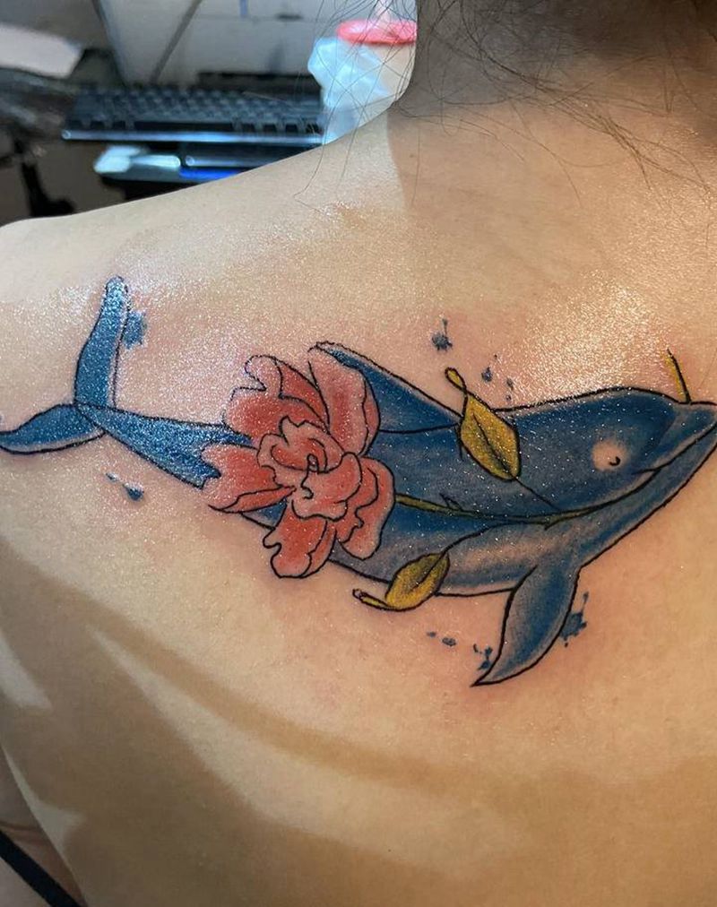 大海ten纹身图片_肩部水彩纹身图案