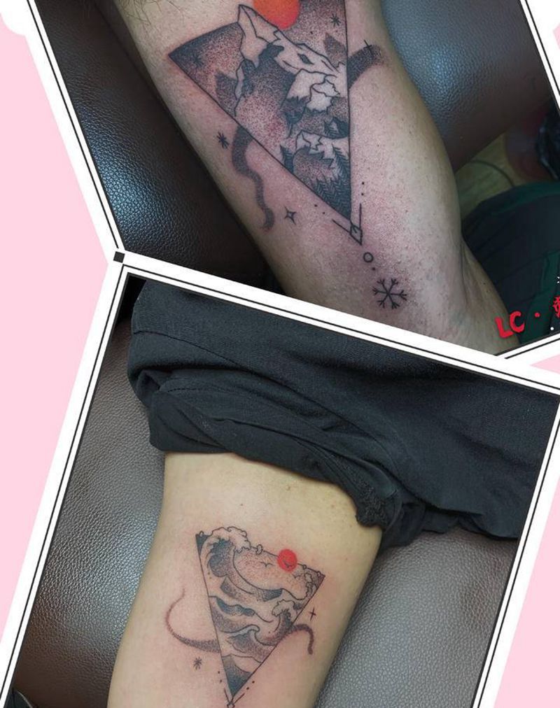 情侣纹身图片_手臂点刺纹身图案