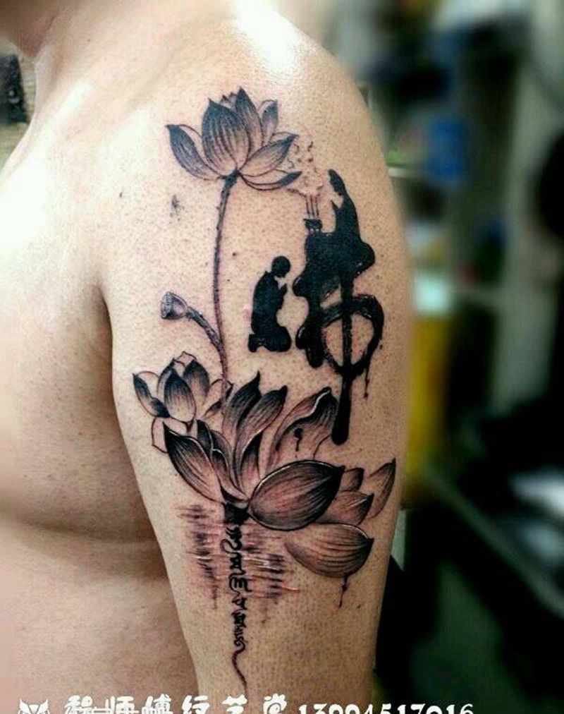 荷花佛纹身图片